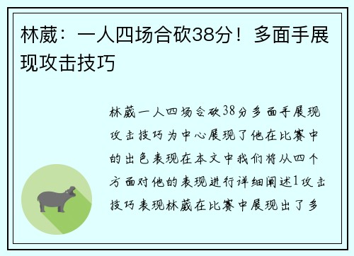 林葳：一人四场合砍38分！多面手展现攻击技巧